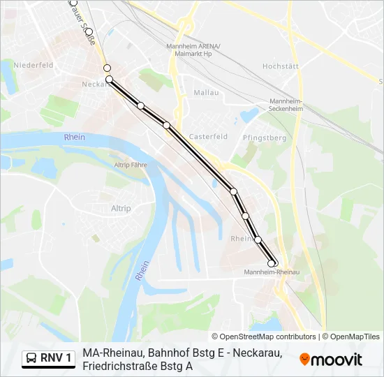 RNV 1 Bus Line Map