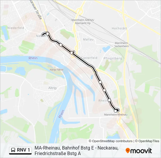 Buslinie RNV 1 Karte