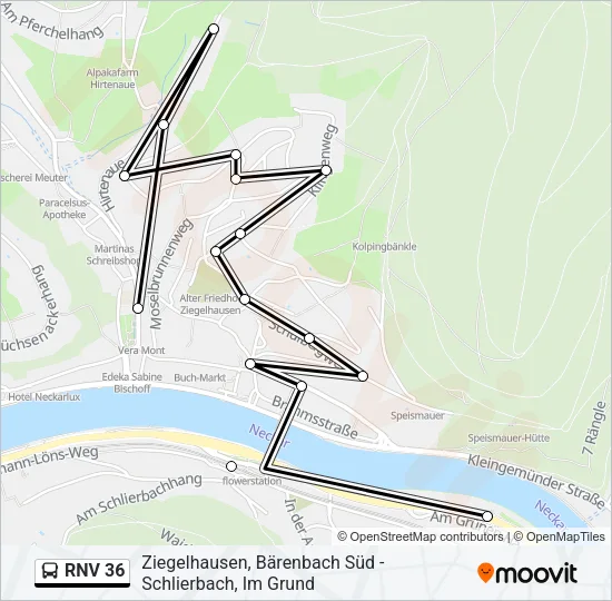 RNV 36 Bus Line Map
