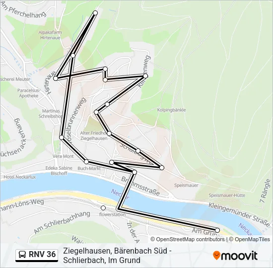 RNV 36 Bus Line Map