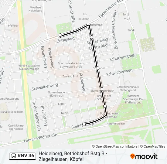 RNV 36 Bus Line Map