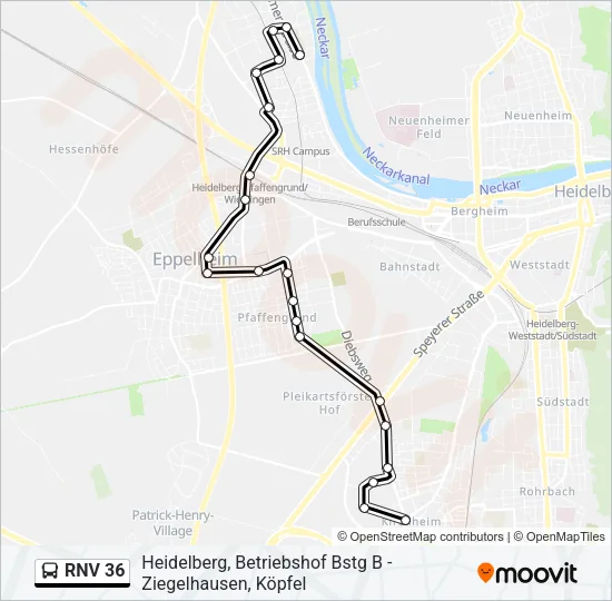 RNV 36 Bus Line Map