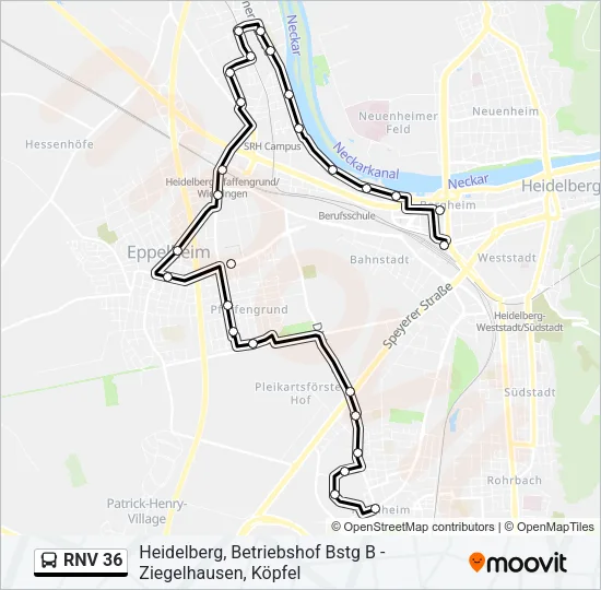 RNV 36 Bus Line Map