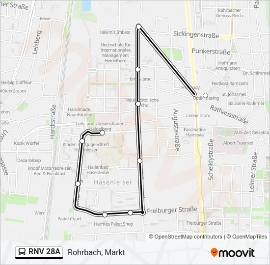 RNV 28A Bus Line Map