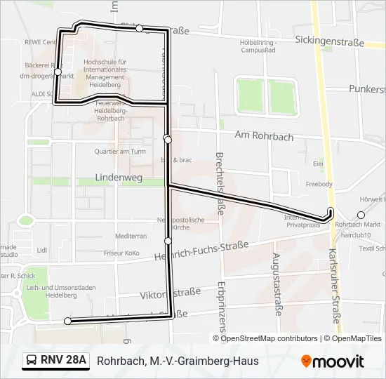 RNV 28A Bus Line Map