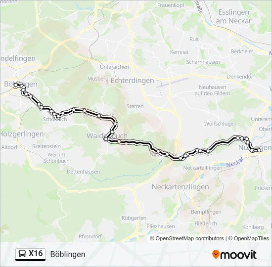 X16 Bus Line Map