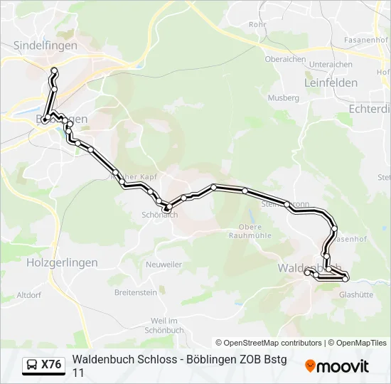 X76 Bus Line Map
