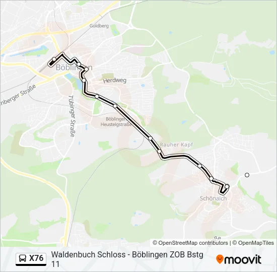 X76 Bus Line Map