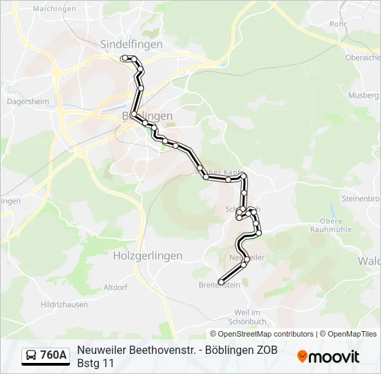 760A Bus Line Map