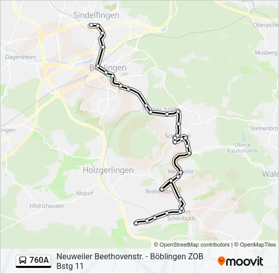 760A Bus Line Map