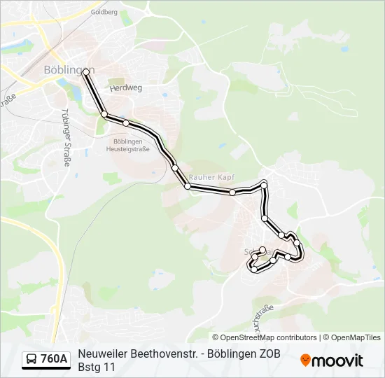 760A Bus Line Map