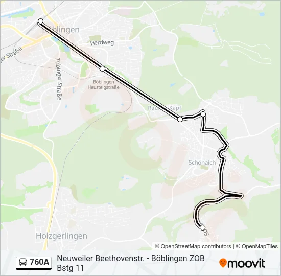 760A Bus Line Map