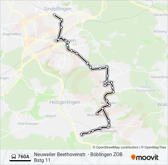 760A Bus Line Map