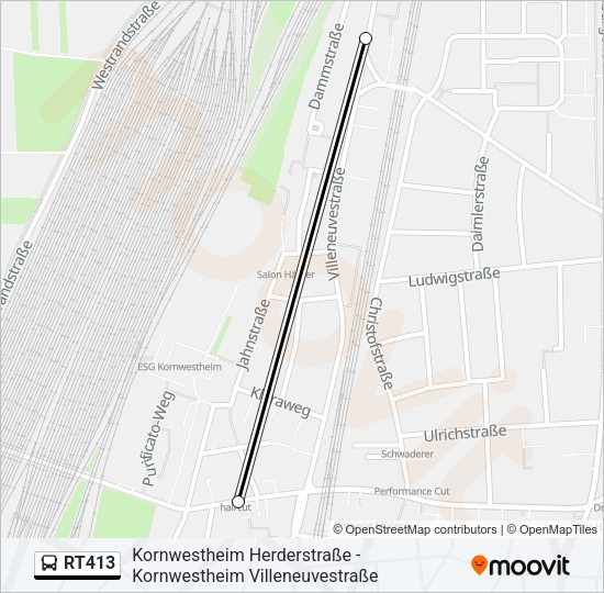 Автобус RT413: карта маршрута