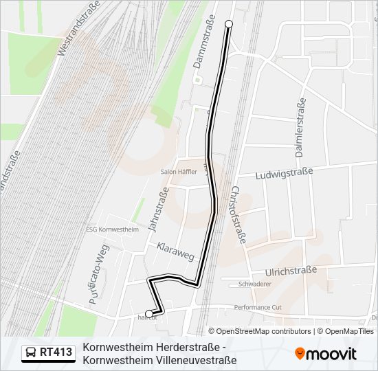 Автобус RT413: карта маршрута