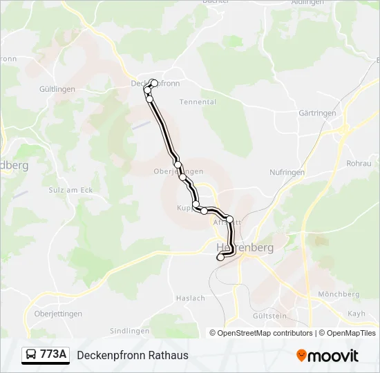 773A Bus Line Map