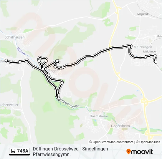 748A Bus Line Map