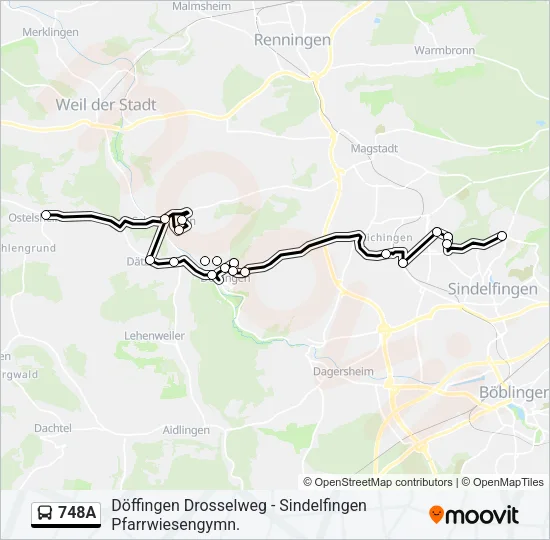 748A Bus Line Map