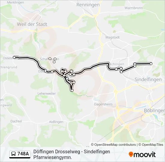 748A Bus Line Map