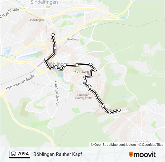 709A Bus Line Map