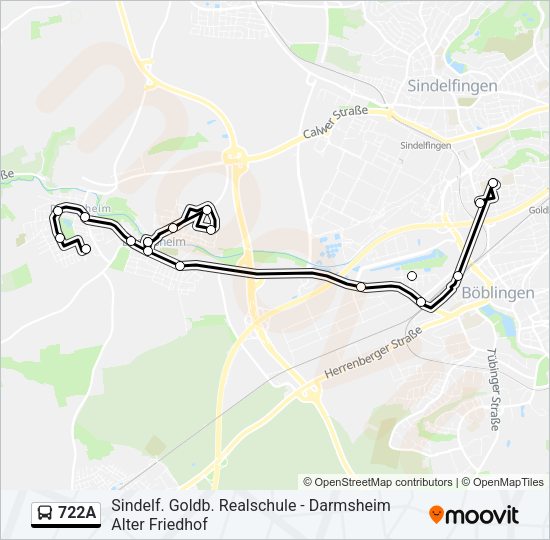 Автобус 722A: карта маршрута