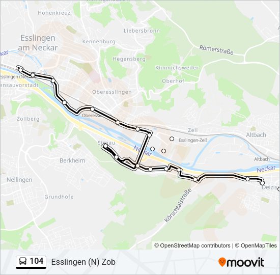 104 Bus Line Map
