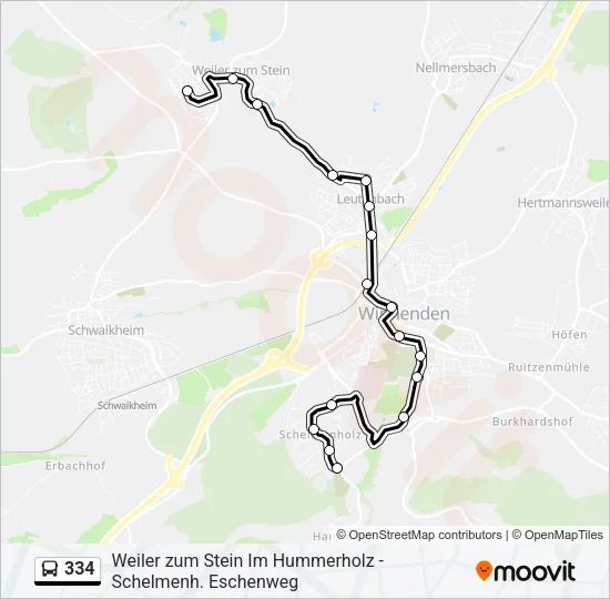 334 Bus Line Map