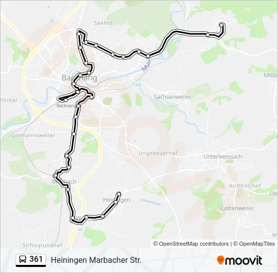 361 Bus Line Map
