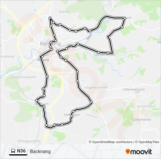 N36 Bus Line Map