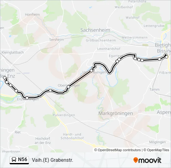 N56 Bus Line Map