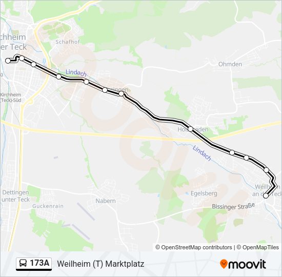 Автобус 173A: карта маршрута