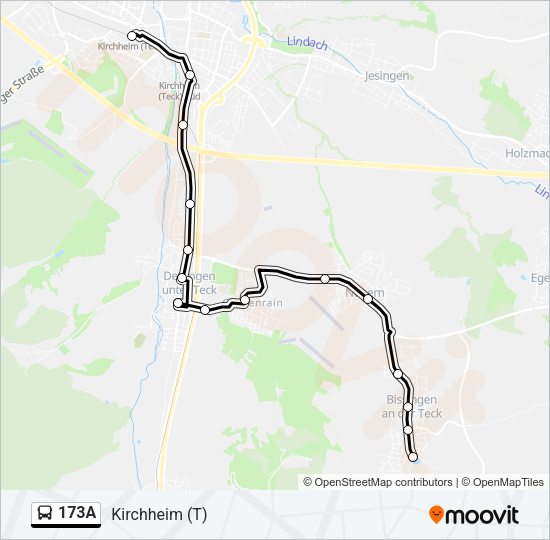 Автобус 173A: карта маршрута