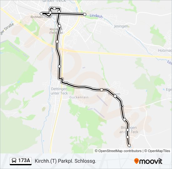 Автобус 173A: карта маршрута