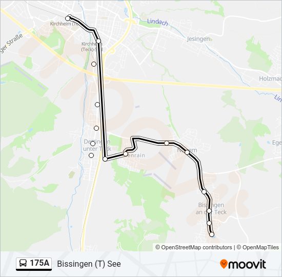 Автобус 175A: карта маршрута