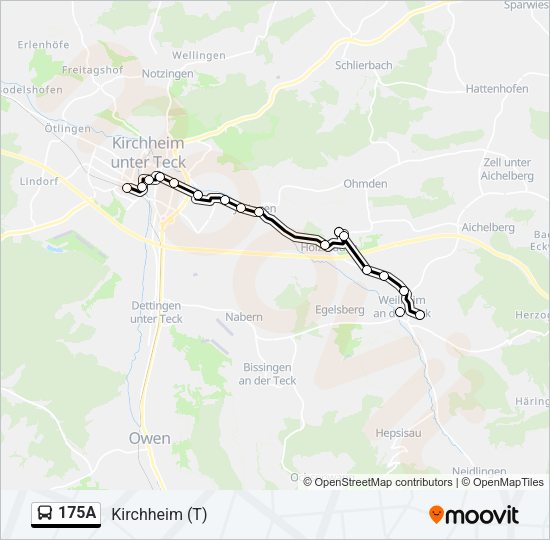 Автобус 175A: карта маршрута
