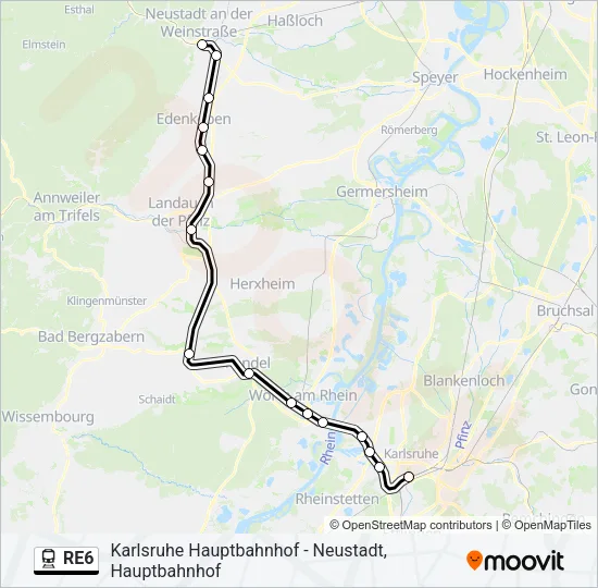 RE6 Train Line Map