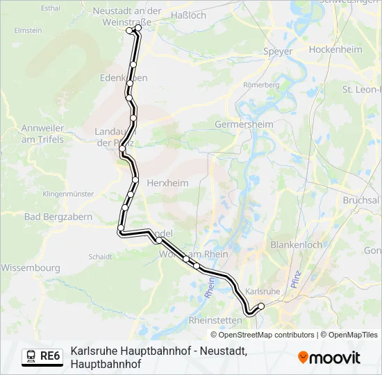 RE6 Train Line Map