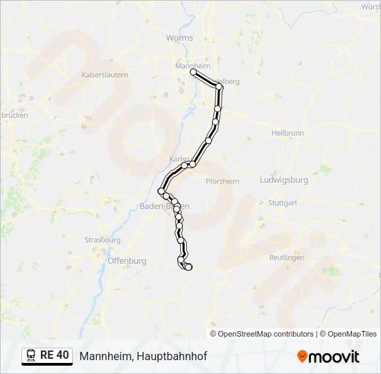 RE 40 Train Line Map