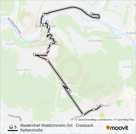5 Bus Line Map