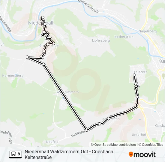 5 Bus Line Map