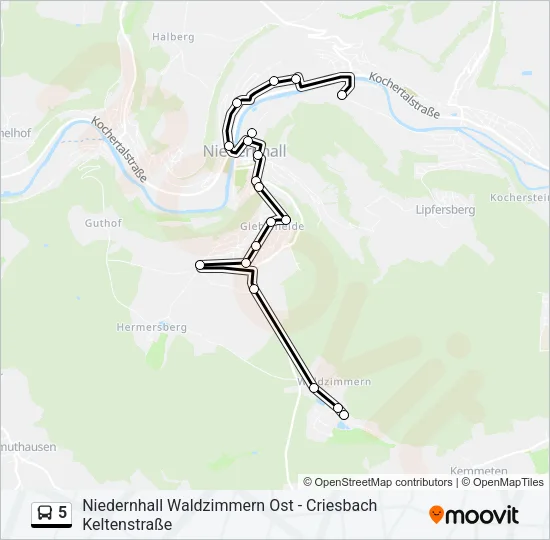 5 Bus Line Map