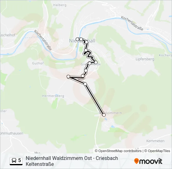 5 Bus Line Map