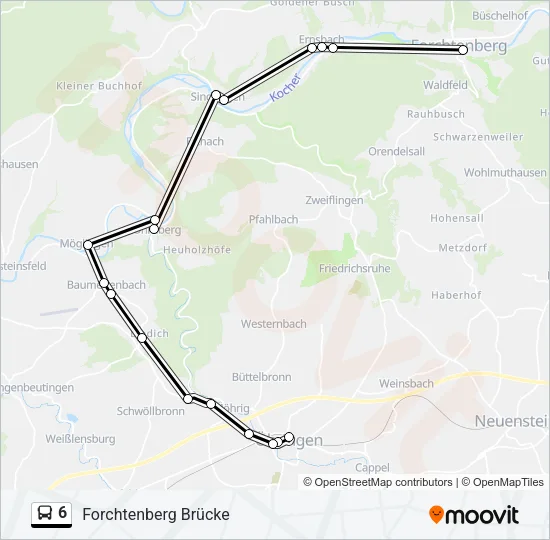 6 Bus Line Map
