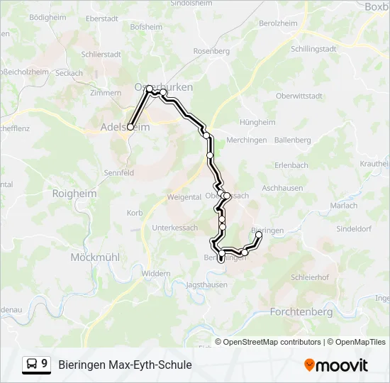9 Bus Line Map