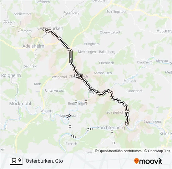 9 Bus Line Map