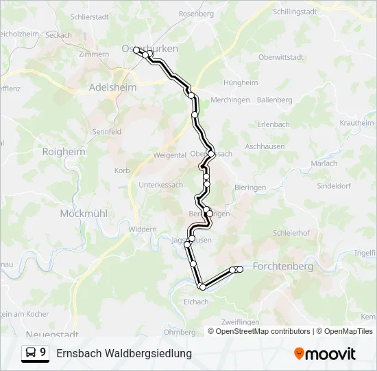 9 Bus Line Map