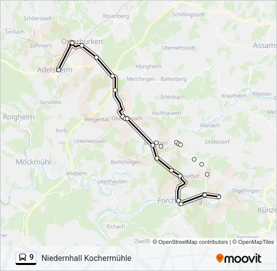 9 Bus Line Map