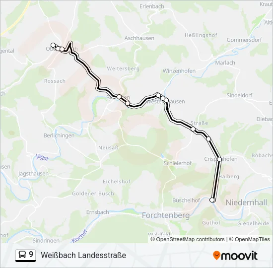 9 Bus Line Map