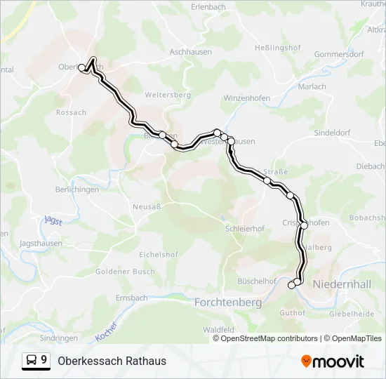 9 Bus Line Map