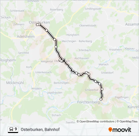 9 Bus Line Map
